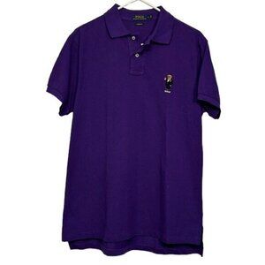 Polo Ralph Lauren Custom Fit Purple Tuxedo Bear Martini S/S Polo Shirt Large EUC